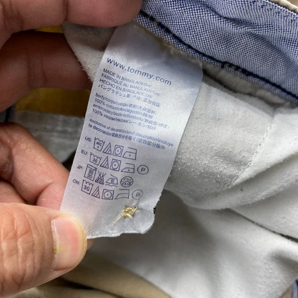 Tommy Hilfiger Khaki Shorts Men 44 Brown Short Chino Pants All Over Embroidered - Picture 5 of 16